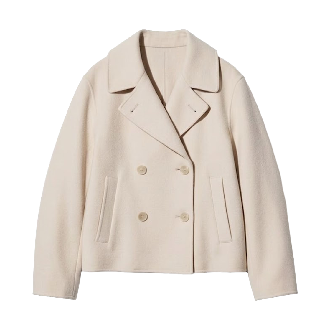 478581-30 (W) Uniqlo Wool Blend Relaxed Short Coat Natural - JP