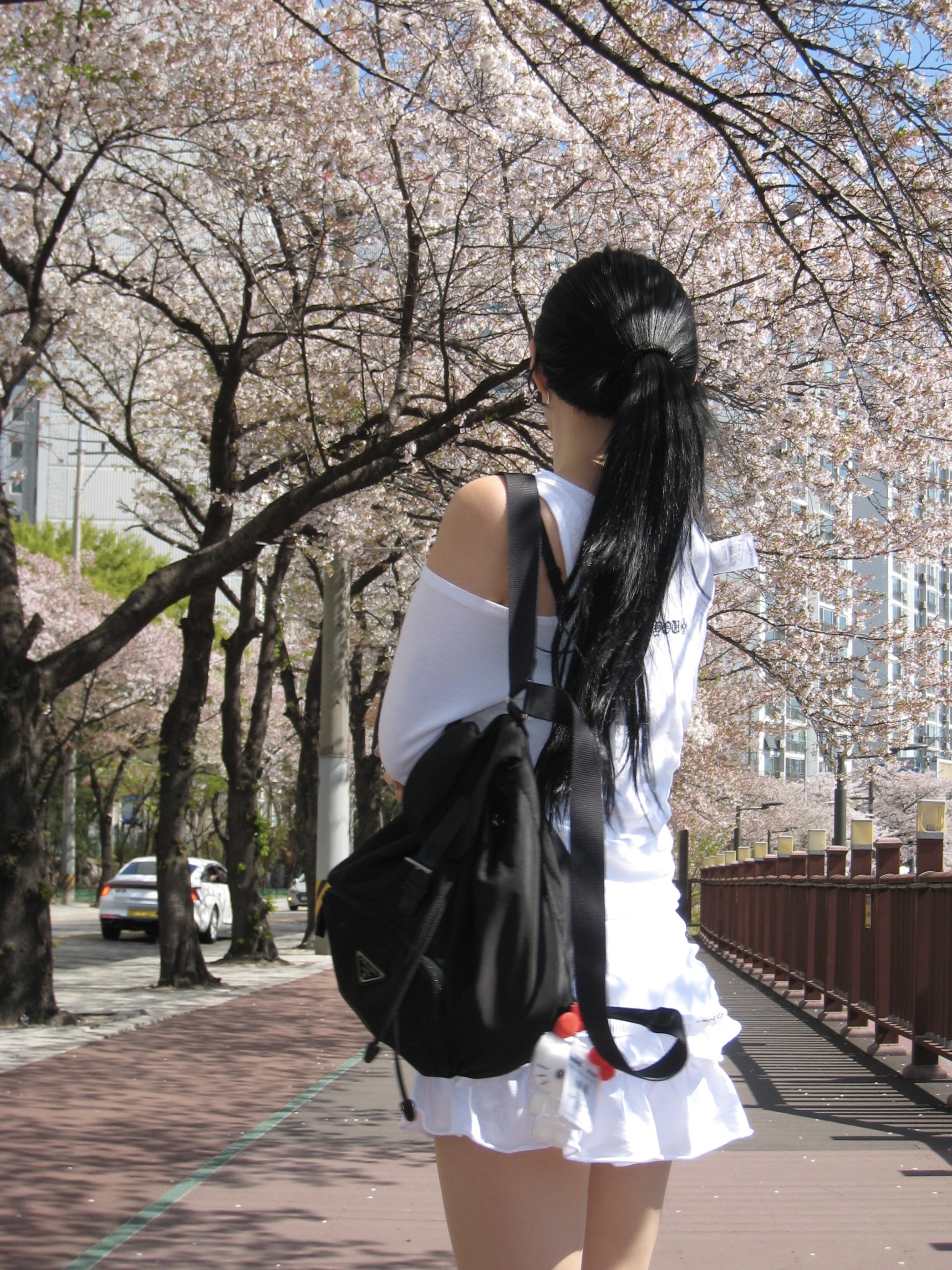 Prada Tessuto Nylon Backpack Black, Chrome Hearts Love You Rib Tank White 착용 스타일