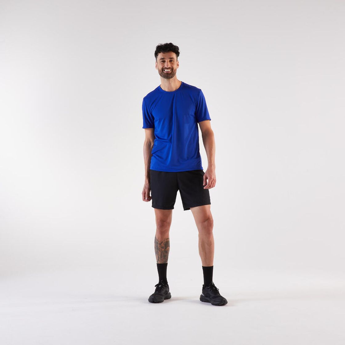 데카트론 남성 러닝 반팔 티 런 100 코발트 블루(DECATHLON Men's Running Short-Sleeved T-Shirt Run 100 Cobalt Blue) - 2
