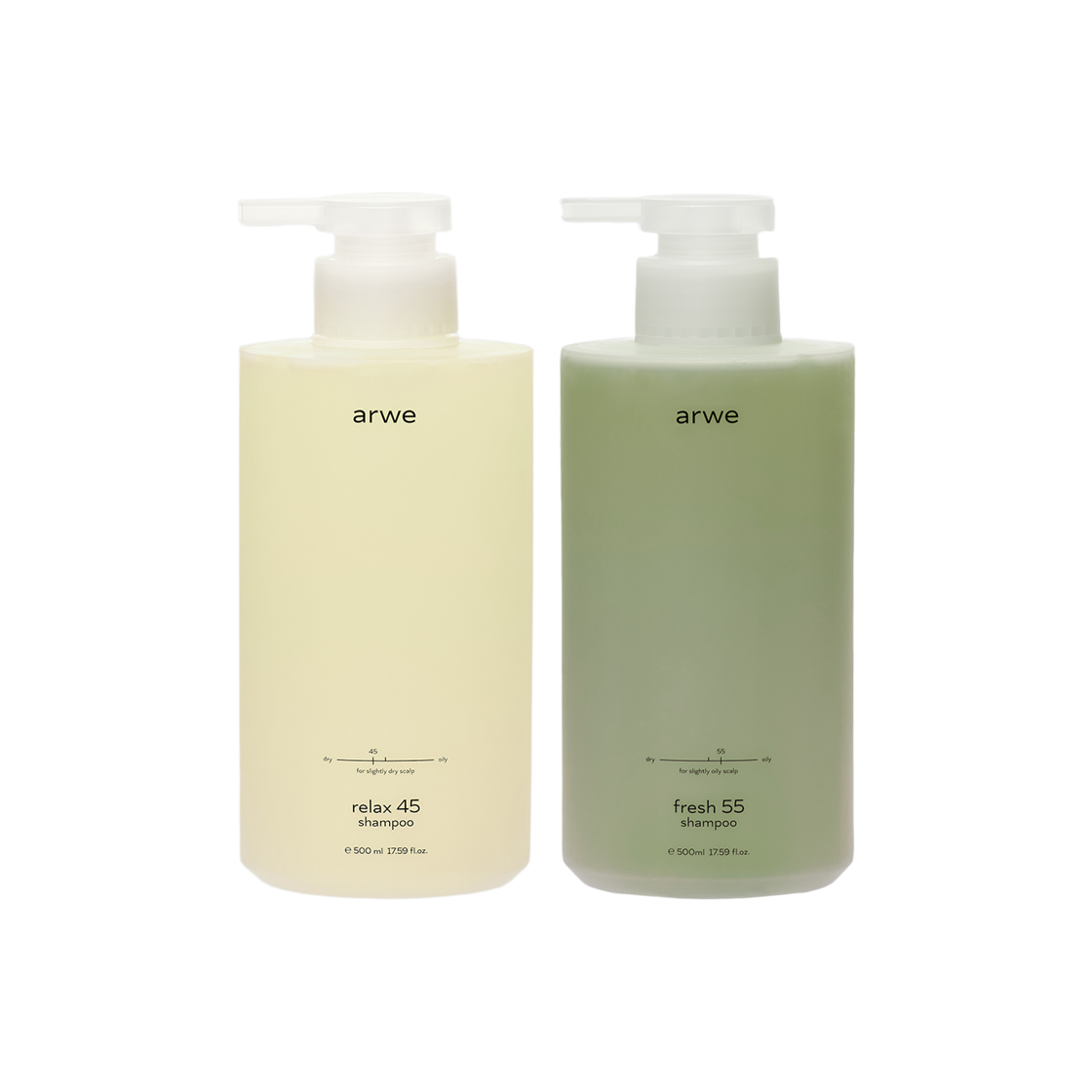 아르베 릴렉스 45 약건성 샴푸 500ml & 프레시 55 약지성 샴푸 500ml SET(ARWE Relax 45 Shampoo 500ml & Fresh 55 Shampoo 500ml SET)