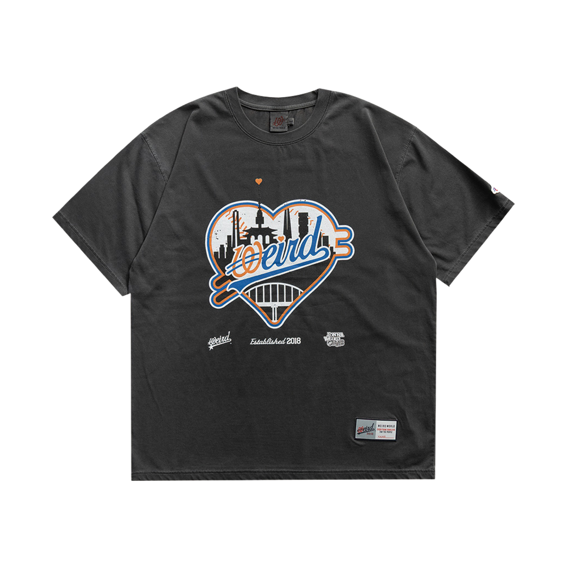 위얼드월드 하트 타워 피그먼트 티셔츠 차콜(Weird World Heart Tower Pigment T-shirt Charcoal) - 1