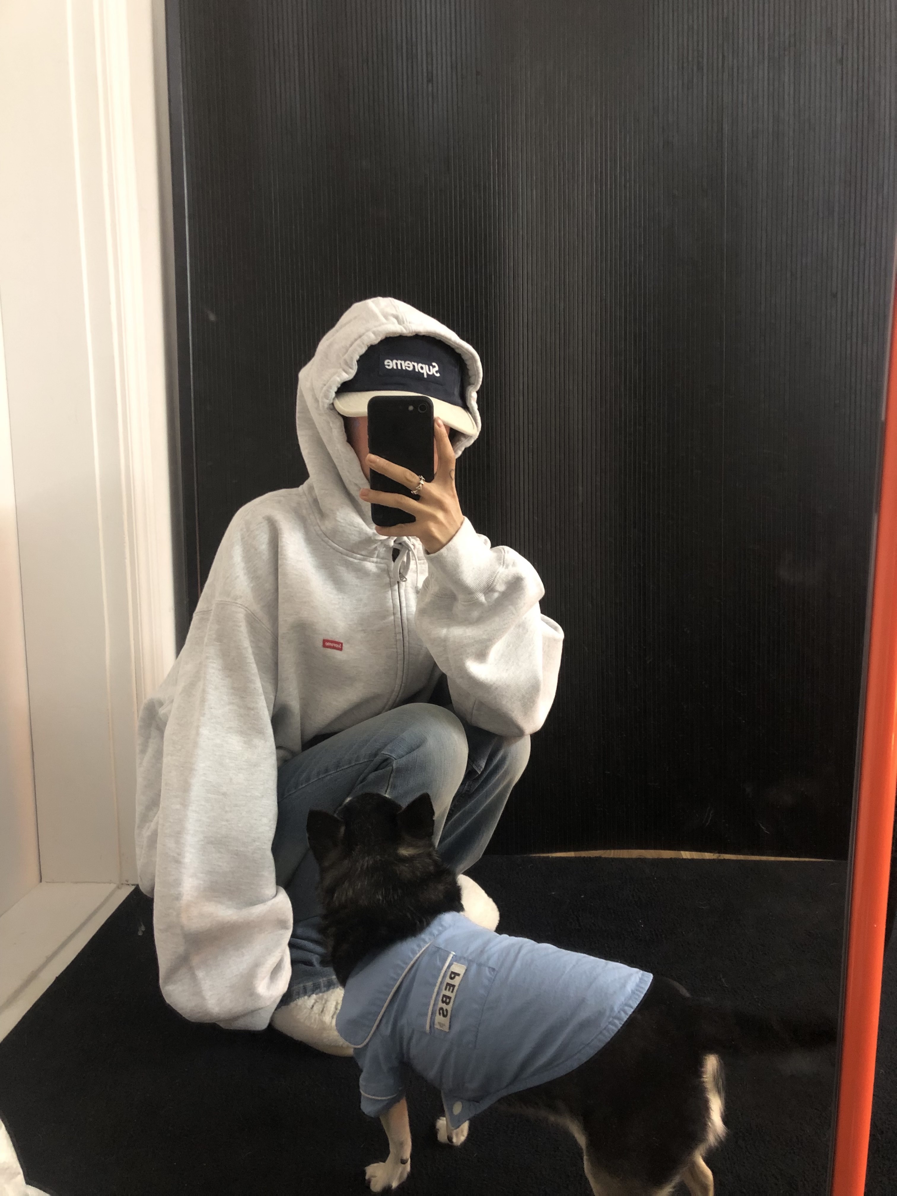Supreme Small Box Zip Up Hooded Sweatshirt Ash Grey - 26SS 착용 스타일 - 2