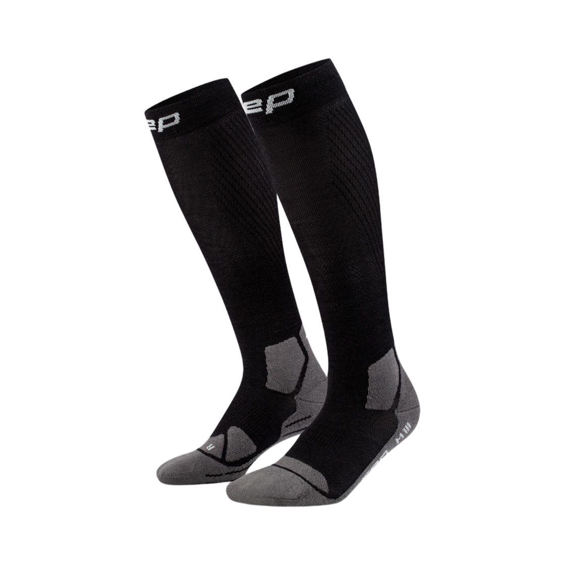 CEP 하이킹 라이트 쿠션 컴프레션 삭스 톨 블랙 그레이(CEP Hiking Light Cushion Compression Socks Tall Black Grey) - 1
