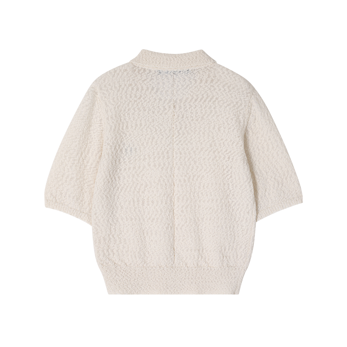 (W) 송지오 지제로 부클 크롭 카라넥 니트 아이보리((W) SONGZIO ZZERO Boucle Crop Collared Knit Ivory) - 2