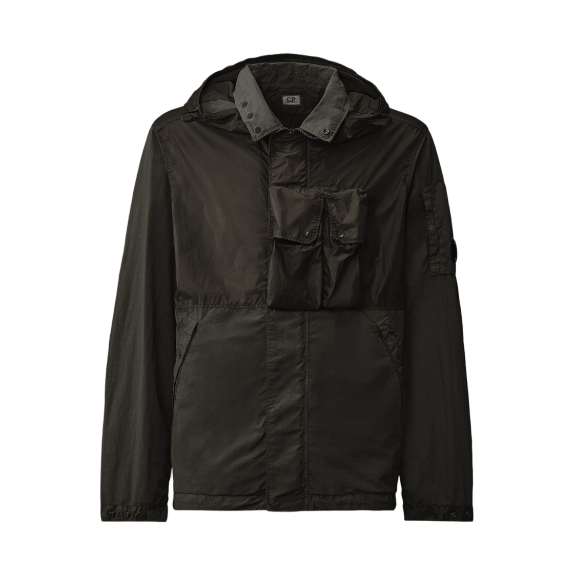 20CMOW014A005991M999 C.P. Company Flatt Nylon Mixed Hooded Lens Jacket Black - 26SS