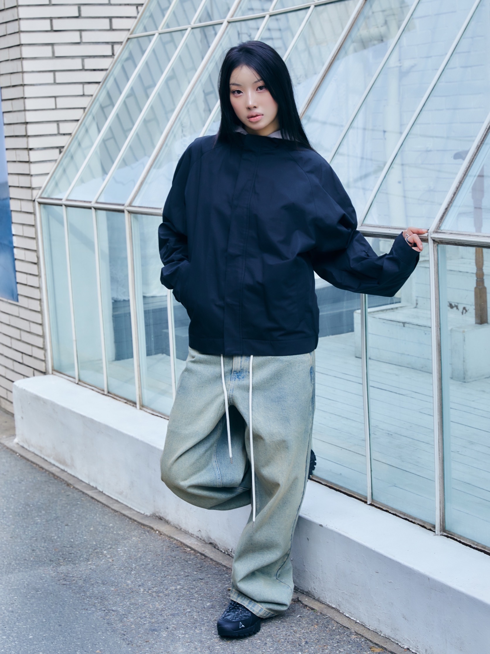 ROA Neal Camo - 26SS, [KREAM 단독] About:Blank Wide Leg Denim Dirty Blue Wash - 26SS 착용 스타일 - 2