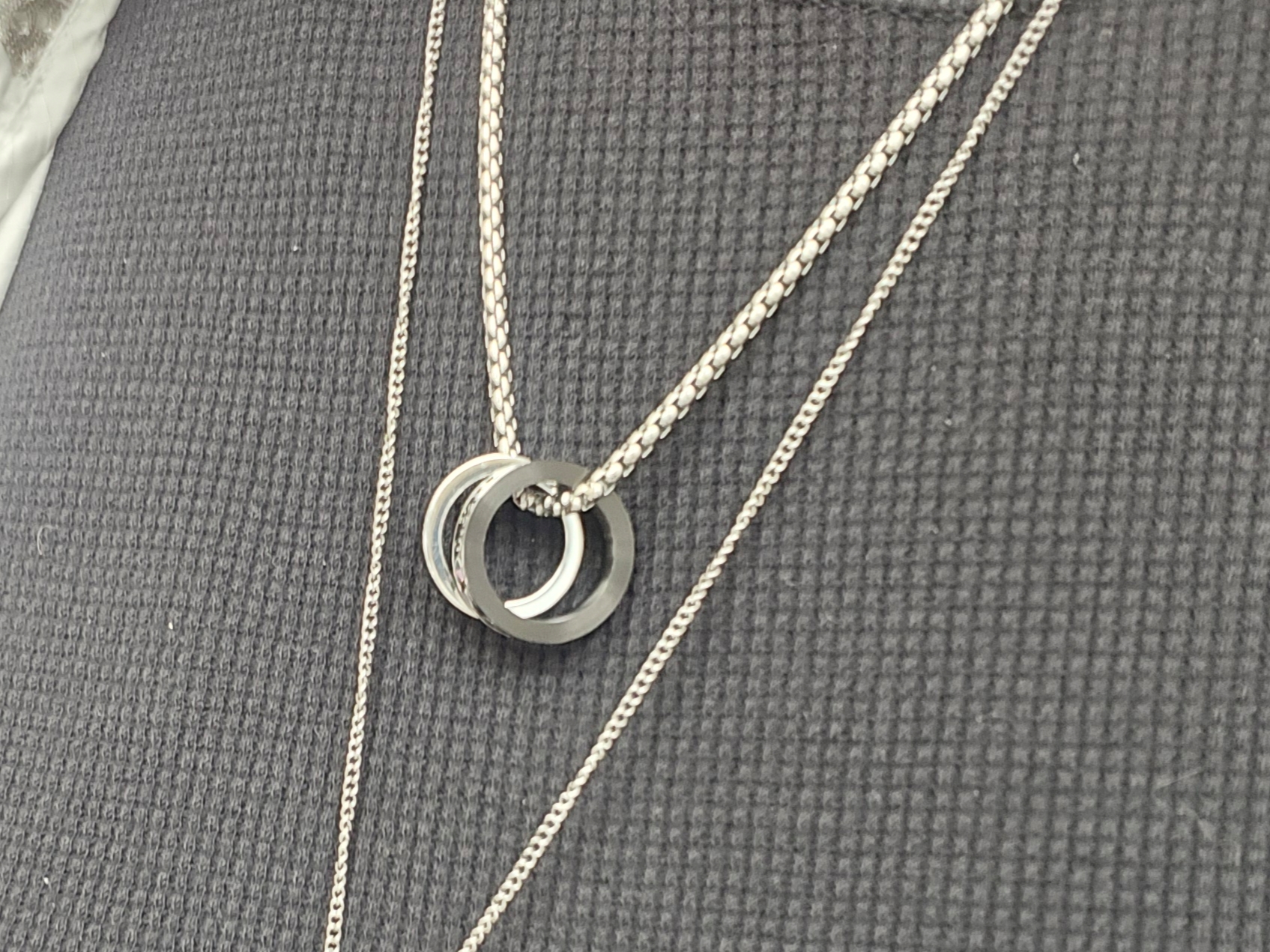 Diesel Dx1168040 Stainless Steel Double Pendant Necklace Silver 착용 스타일