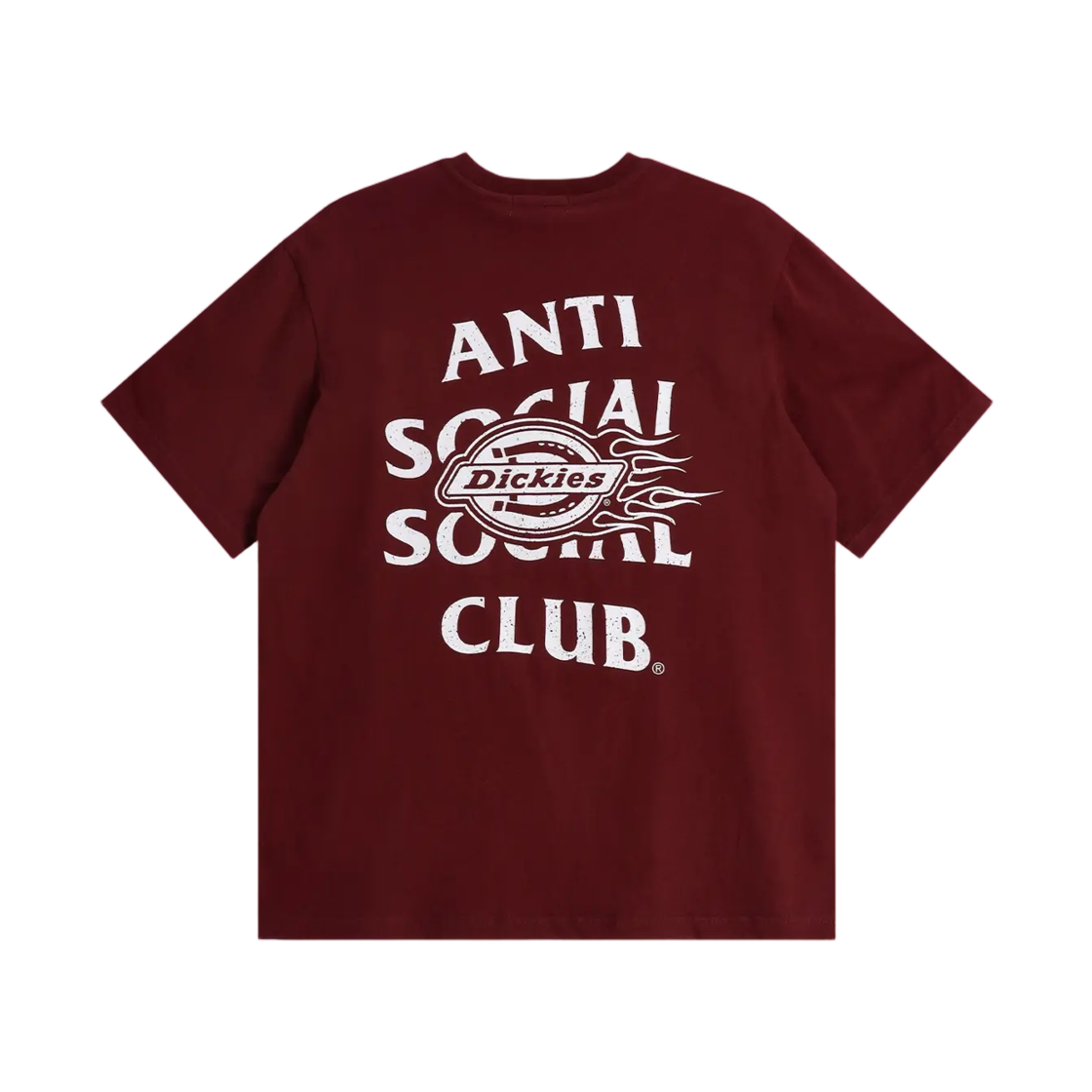 안티 소셜 소셜 클럽 x 디키즈 플레임 티셔츠 버건디(Anti Social Social Club x Dickies Flame T-Shirt Burgundy)