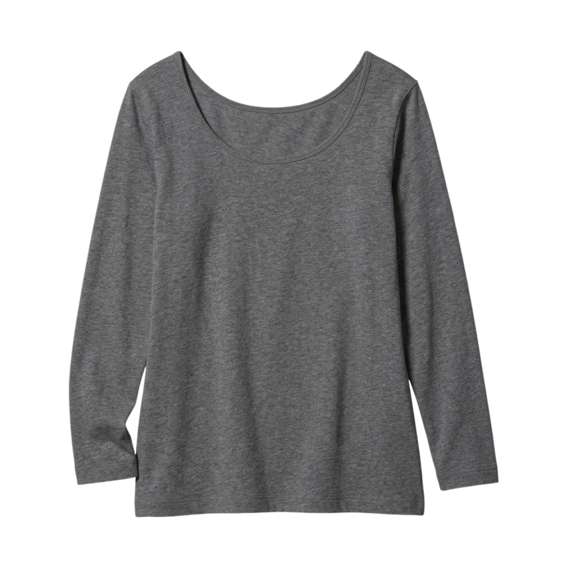 480281-07 (W) Uniqlo Ultra Warm Heattech Cotton U-Neck 8 Sleeve T-Shirt Gray - JP