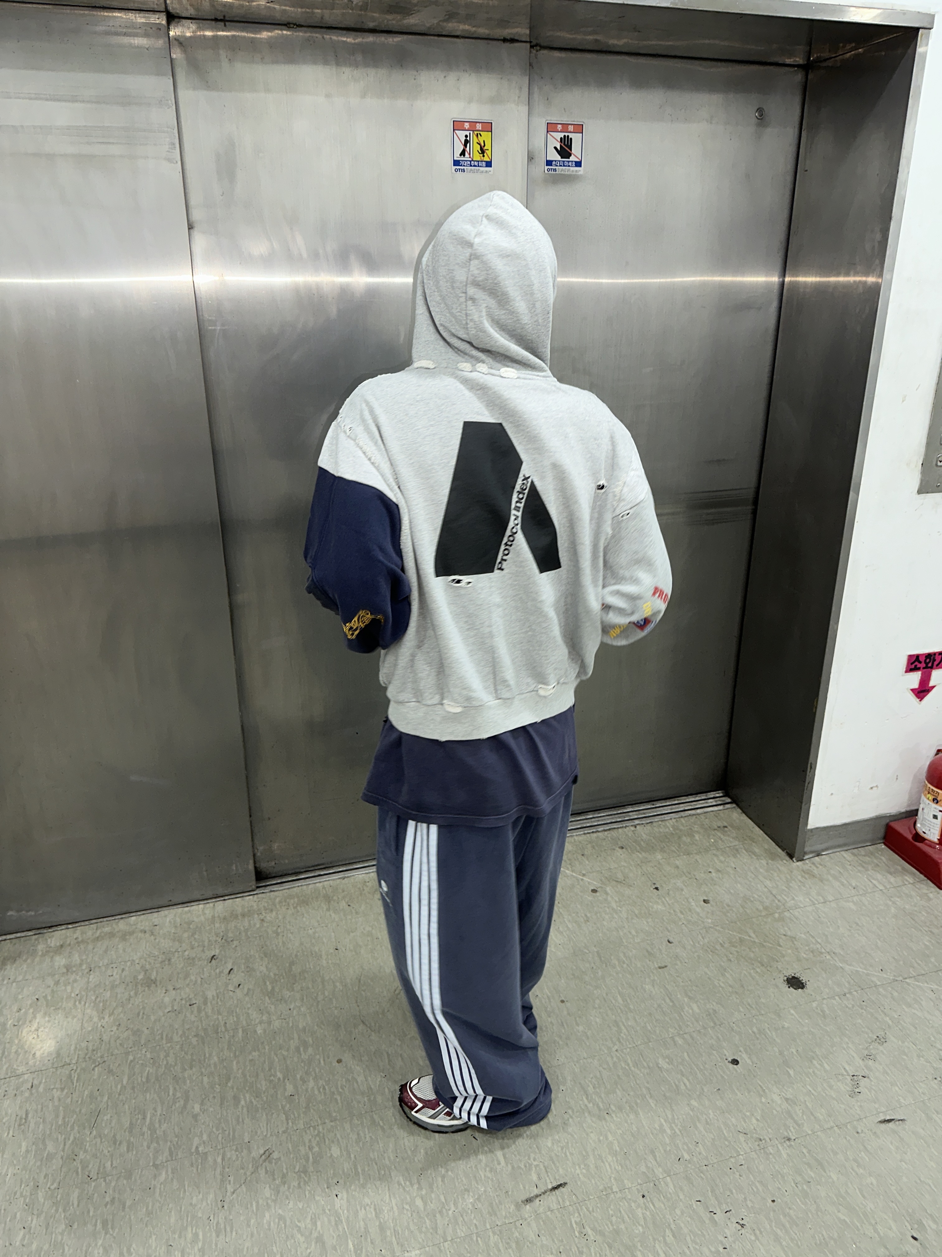 Protocol Index Reconstructed Sweatshirts Zip Hoodie Melange Grey 착용 스타일 - 6