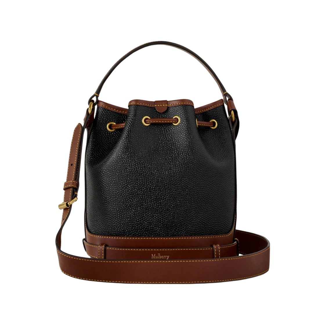멀버리 스몰 스카치그레인 버킷백 블랙 꼬냑(Mulberry Small Scotchgrain Bucket Bag Black Cognac) - 2