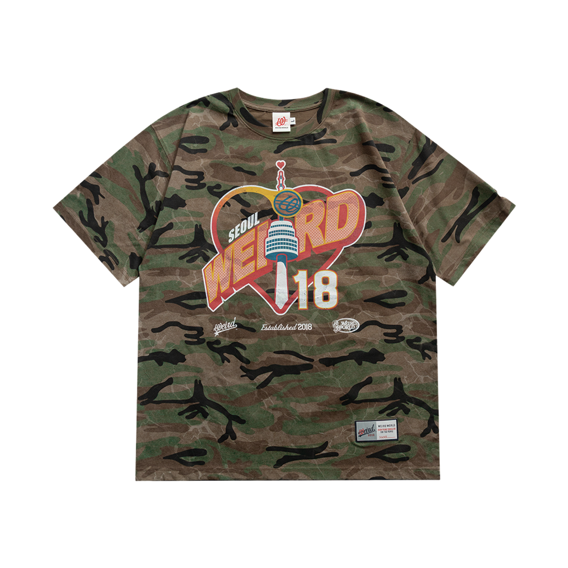 위얼드월드 하트 타워 카모플라쥬 티셔츠(Weird World Heart Tower Camouflage T-shirt)