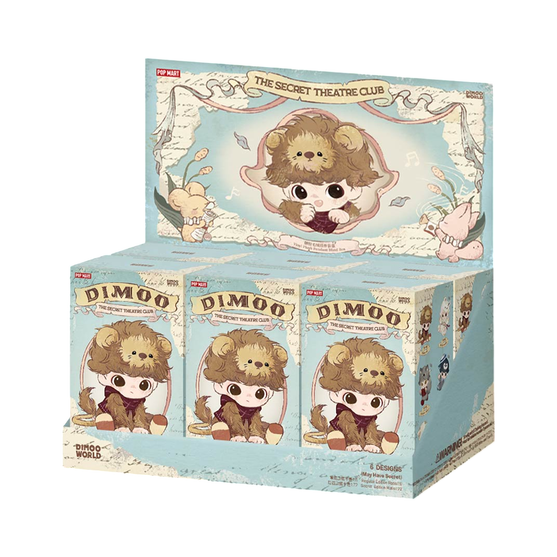 팝마트 디무 비밀 연극단 시리즈 인형 키링 미개봉 랜덤박스 (6개입)(Pop Mart Dimoo The Secret Theatre Club Series Vinyl Plush Pendant Sealed Case (6 Blind Boxes))