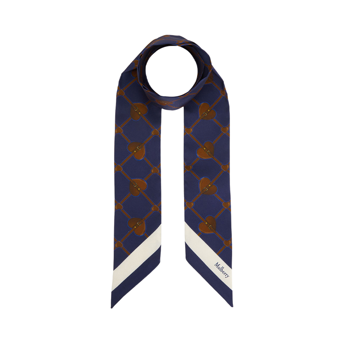 (W) 멀버리 리사이클드 폴리에스터 스키니 스카프 하트 포켓 피그먼트 블루((W) Mulberry Recycled Polyester Skinny Scarf Heart Pockets Pigment Blue)