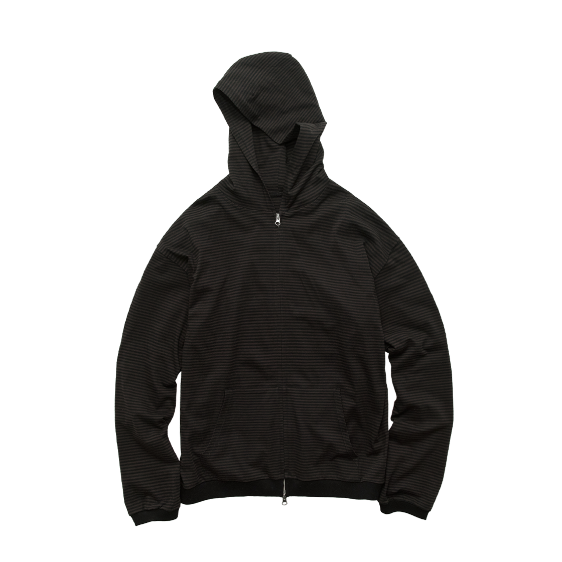 HM6PJU5001BR Polyteru Human Index Human Striped Zip Hoodie Black Brown