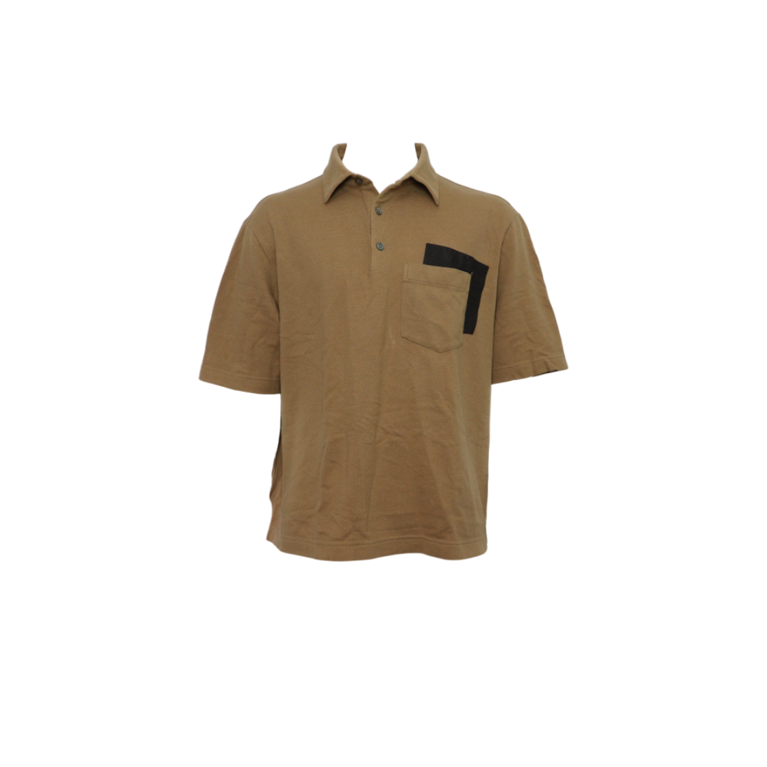 ITDFUJI7BJR4 Hermes Brown Leather Pocket Logo Polo Shirt
