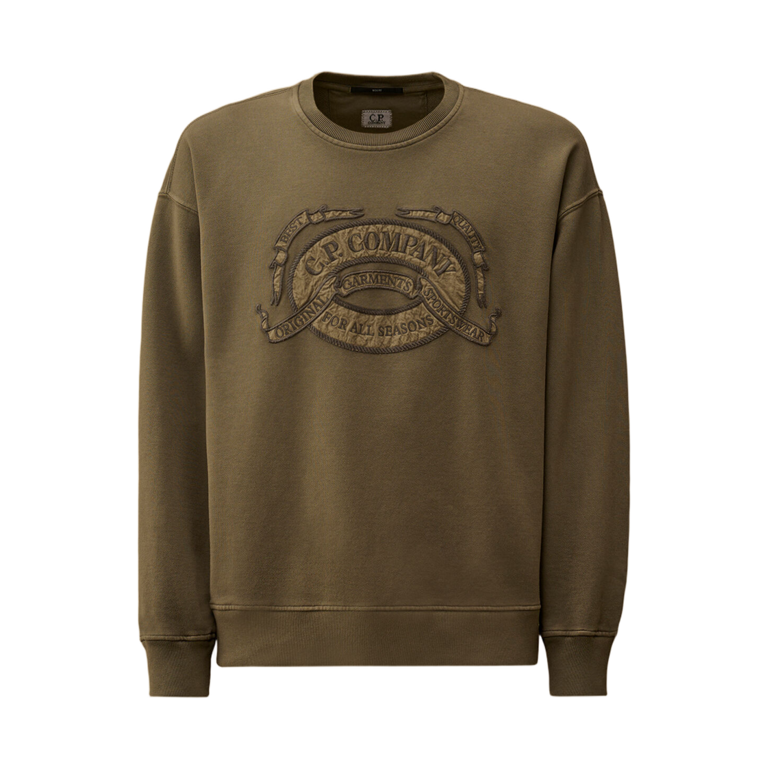 C.P. 컴퍼니 다이애그널 플리스 박시 로고 크루넥 스웨트셔츠 건메탈 그레이 - 26SS(C.P. Company Diagonal Fleece Boxy Logo Crewneck Sweatshirt Gunmetal Grey - 26SS) - 1