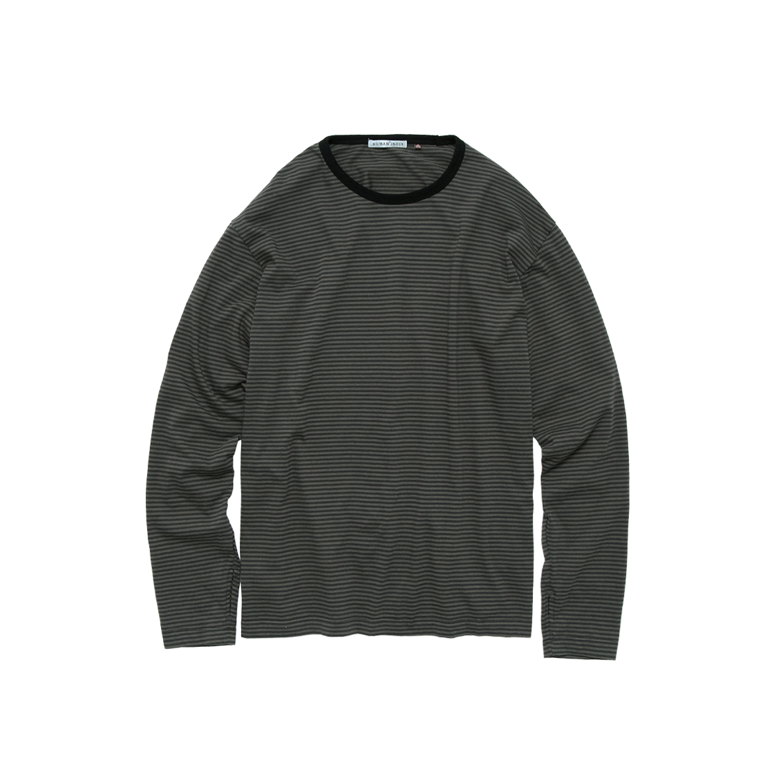 폴리테루 휴먼인덱스 휴먼 핀 스트라이프 롱 슬리브 카키(Polyteru Human Index Human Pin Striped Long Sleeves Khaki)