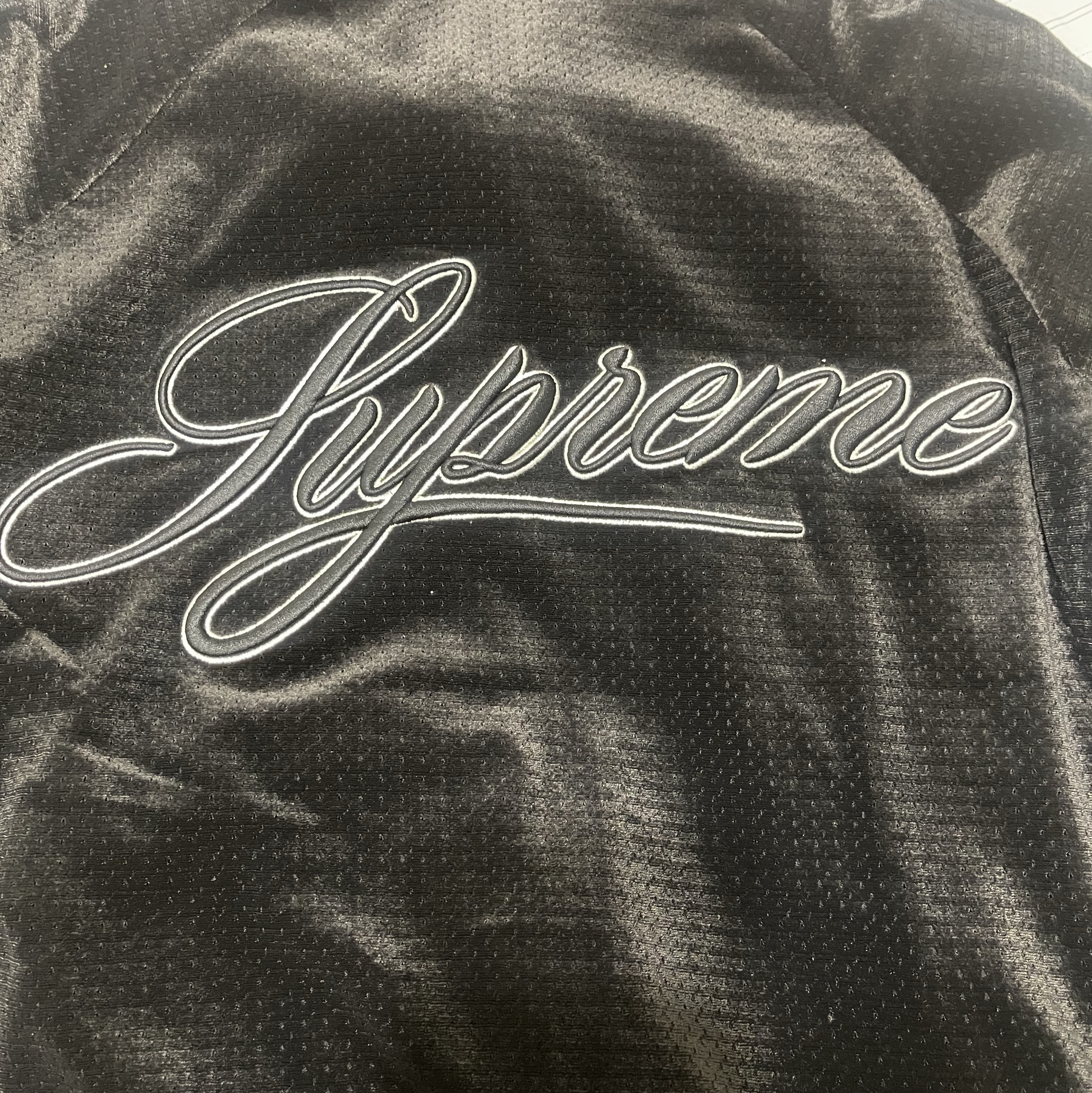 Supreme Velour Mesh Track Jacket Black - 26SS 착용 스타일 - 1