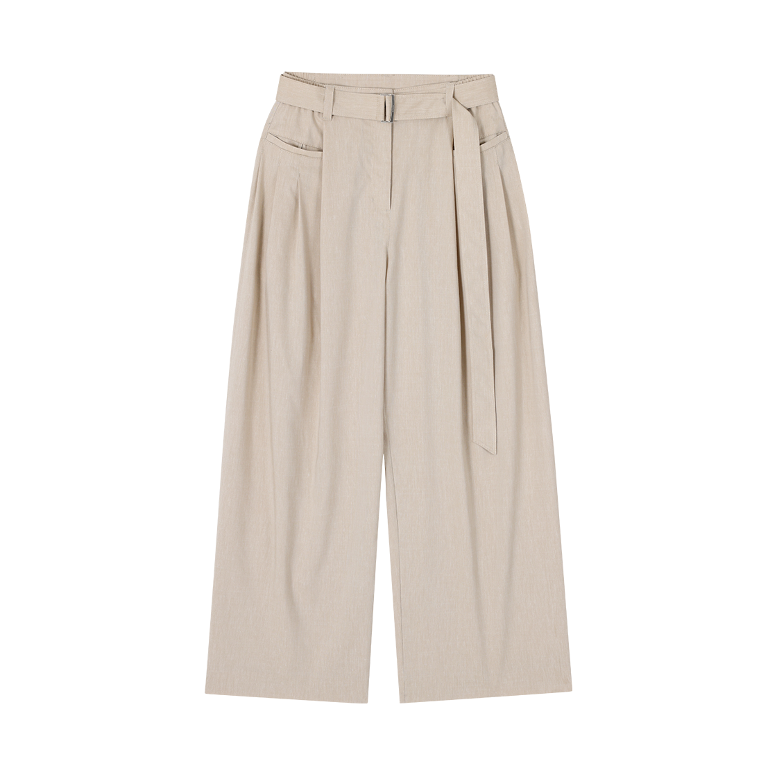 (W) 송지오 컬렉션 엣지폴드 린넨 볼륨 팬츠 베이지((W) SONGZIO COLLECTION Edgefold Linen Volume Pants Beige) - 1