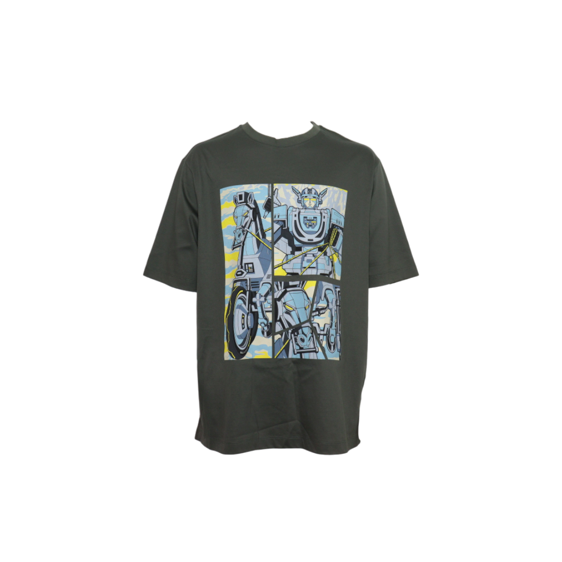 ITT46V6B7553 Hermes H267820HA09 Green Cotton Robot Print Men T-Shirt