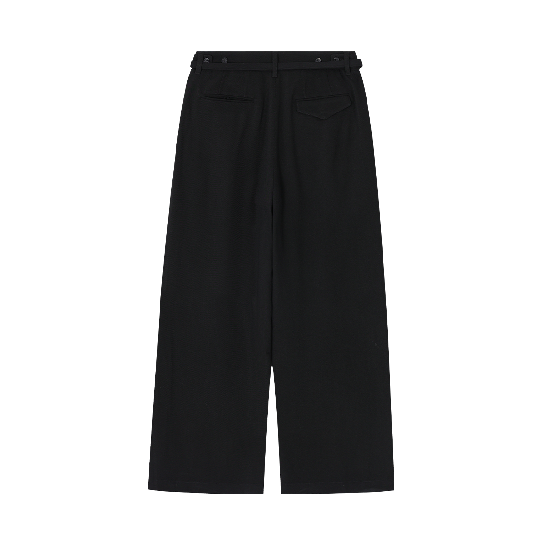 (W) 송지오 세미 와이드 벨티드 팬츠 블랙((W) SONGZIO Semi Wide Belted Pants Black) - 2