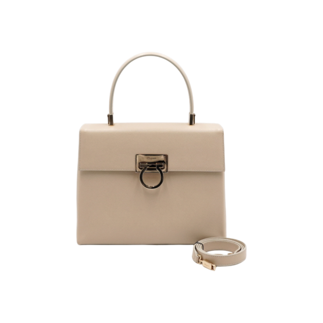 페라가모 21 0290 베이지 금장 간치노 로고 클래식 켈리 토트백 겸 숄더백aa62265(Ferragamo Classic Kelly Tote & Shoulder Bag Beige Gold Gancini Logo) - 1