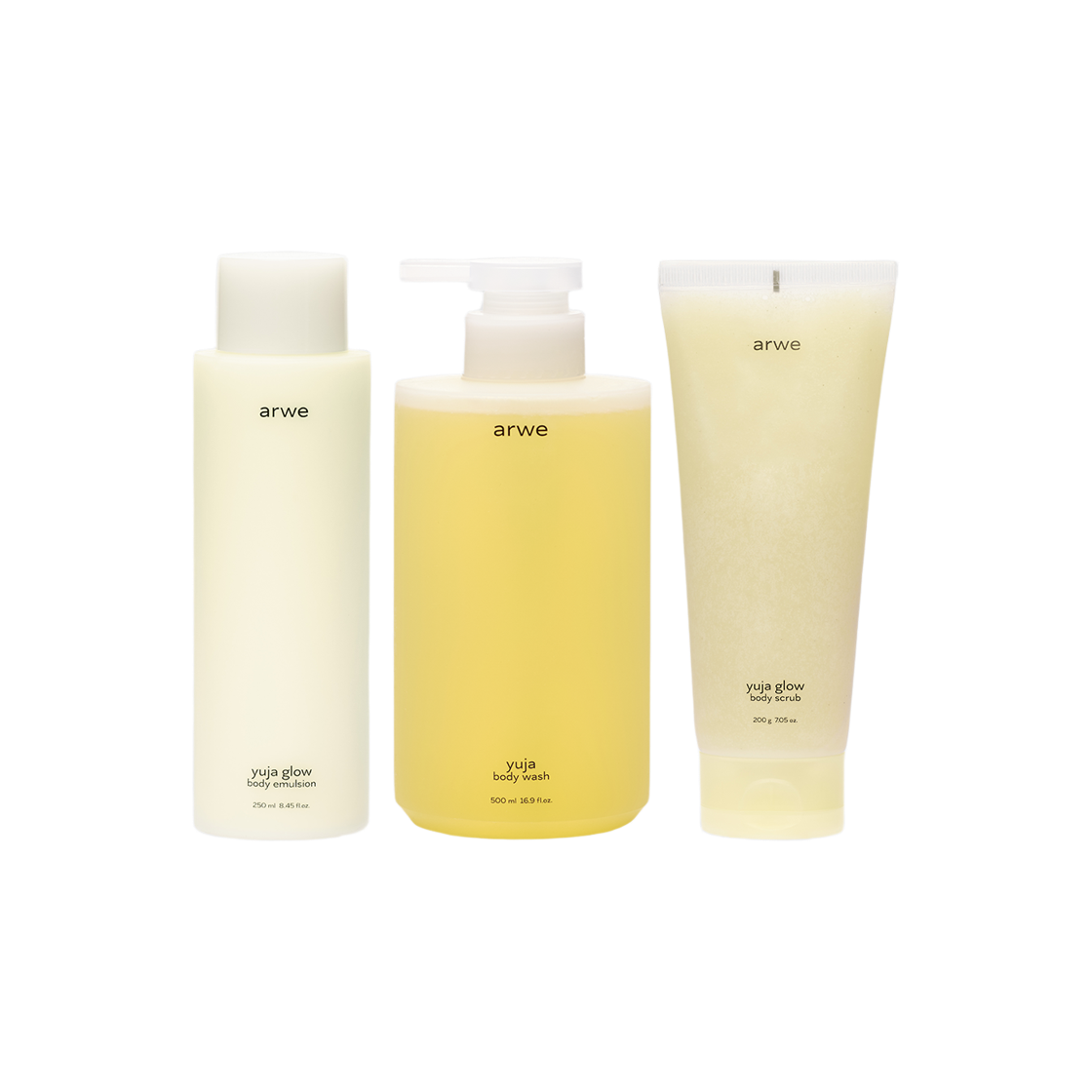 아르베 유자 바디워시 & 스크럽 & 에멀젼 SET(ARWE Yuja Body Wash & Glow Body Emulsion & Glow Body Scrub SET)