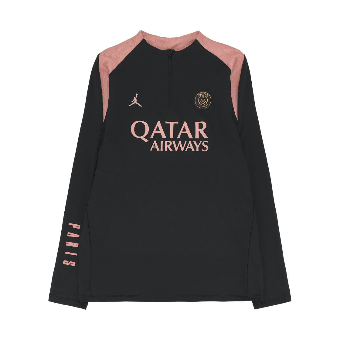FQ2625-013 Jordan x Paris Saint-Germain Dri-Fit Strike Third Soccer Drill Top Black Rust Pink (Non Marking Ver.)