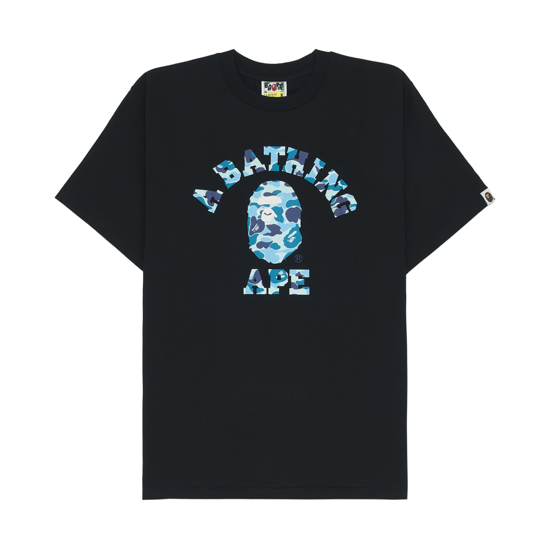 베이프 ABC 카모 컬리지 티셔츠 블랙 블루(BAPE ABC Camo College T-Shirt Black Blue)