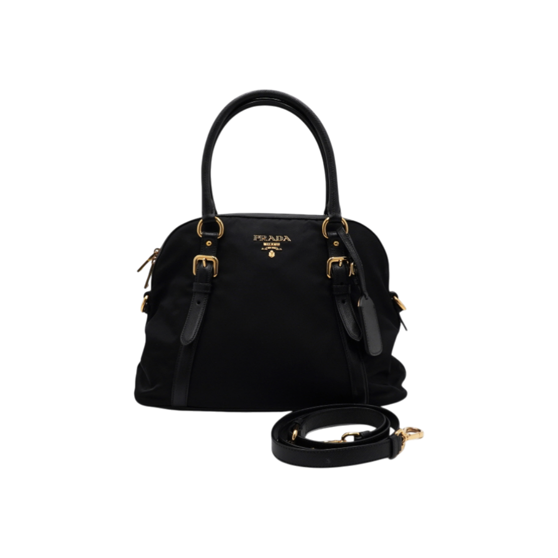 프라다 1BB013 블랙 테수토 포코노 금장로고 돔 토트백 겸 숄더백aa62268(Prada 1BB013 Black Tessuto Pocono Gold Logo Dome Tote & Shoulder Bag) - 1