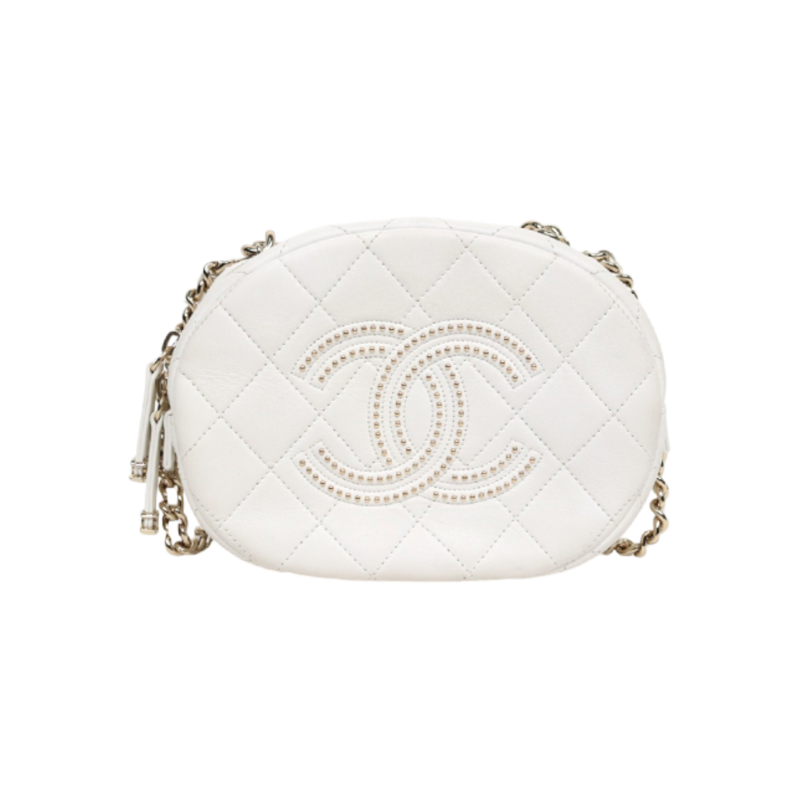 ITOMJ9H35V8S Chanel White Studded CC Chain Shoulder Bag