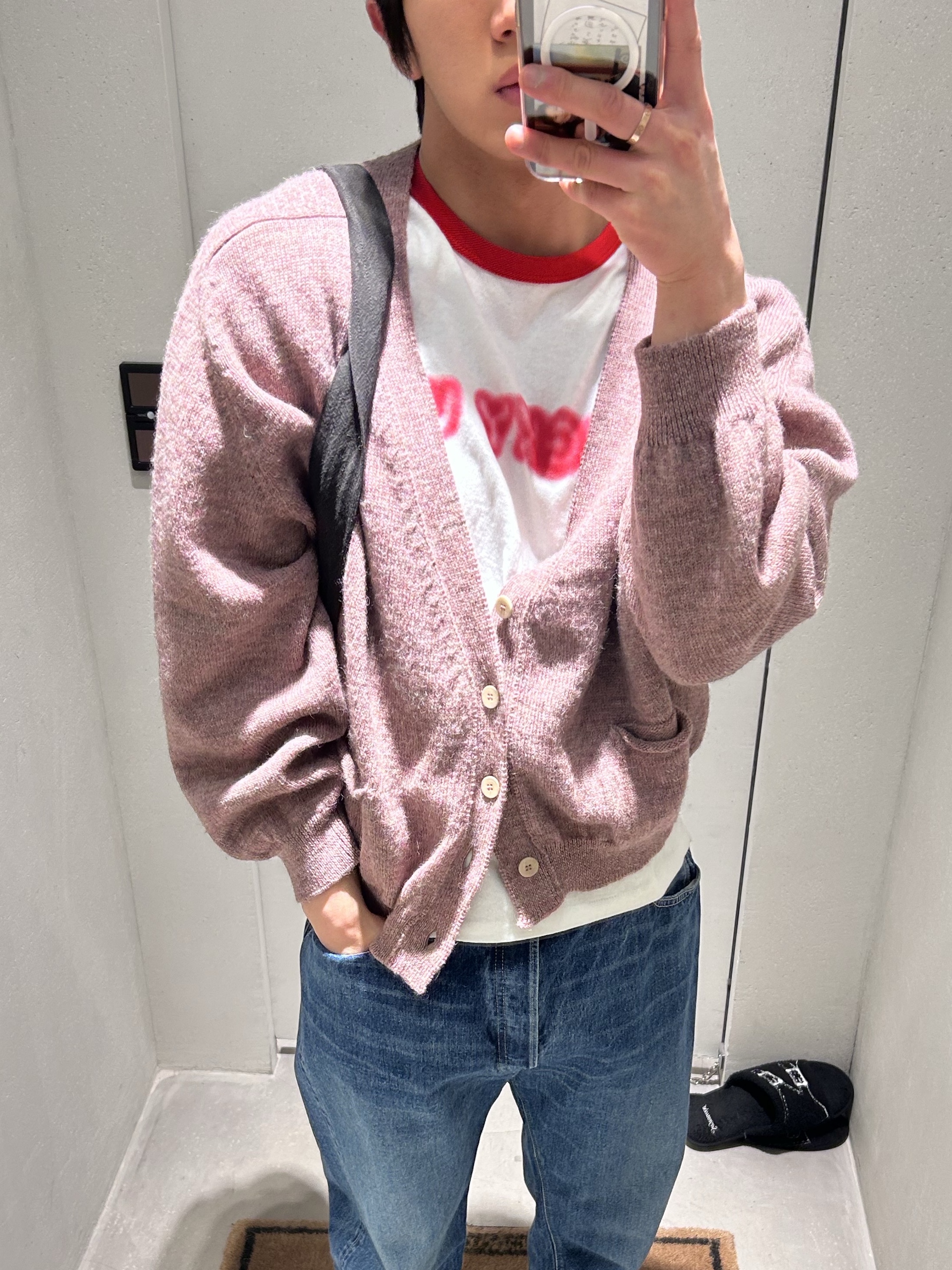 Magliano Grampa Baby Dark Pink - 25FW, Kenzo Gots Kenzo Words Slim T-Shirt Off White - 26SS 착용 스타일 - 3