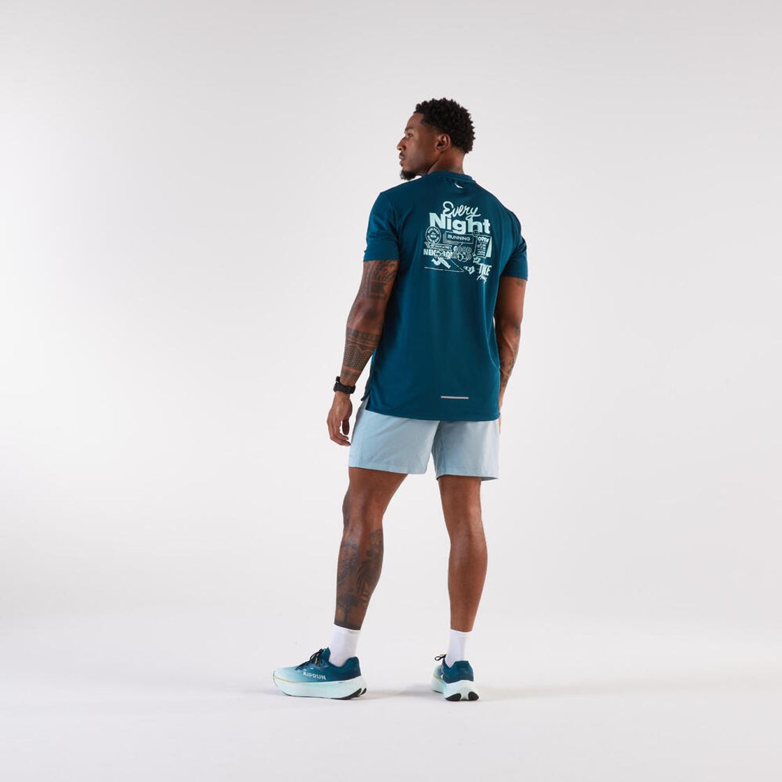 데카트론 남성 러닝 반팔 티 런 드라이 그래프 500 틸 블루(DECATHLON Men's Running Short-Sleeved T-Shirt Run Dry Graph 500 Teal Blue) - 9
