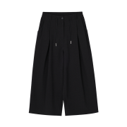 (W) SONGZIO Crop Wide Linen Pants Black