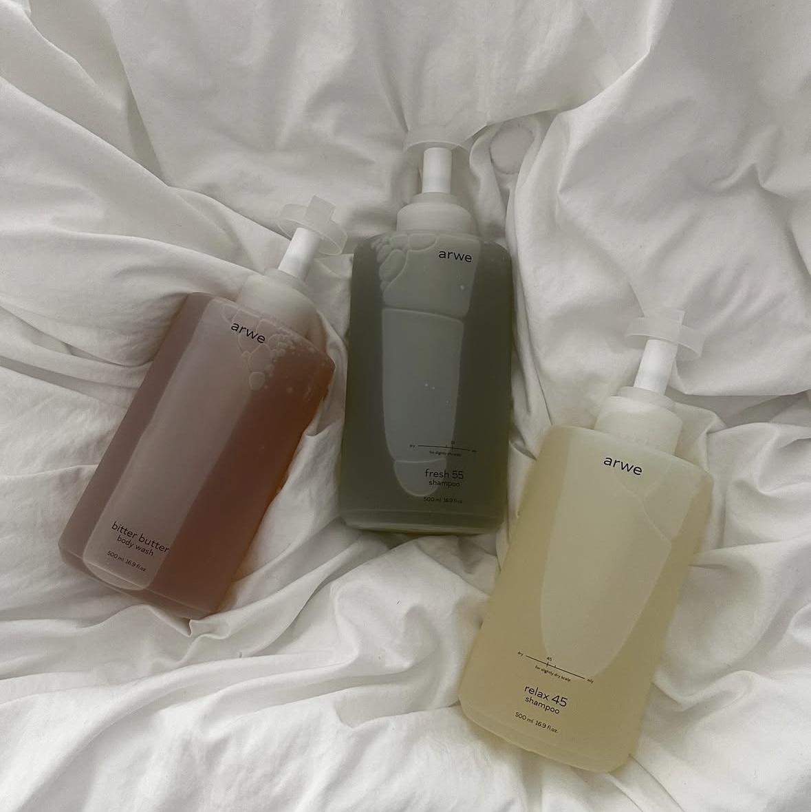 ARWE Fresh 55 Shampoo 500ml, ARWE Bitter Butter Body Wash 500ml 착용 스타일