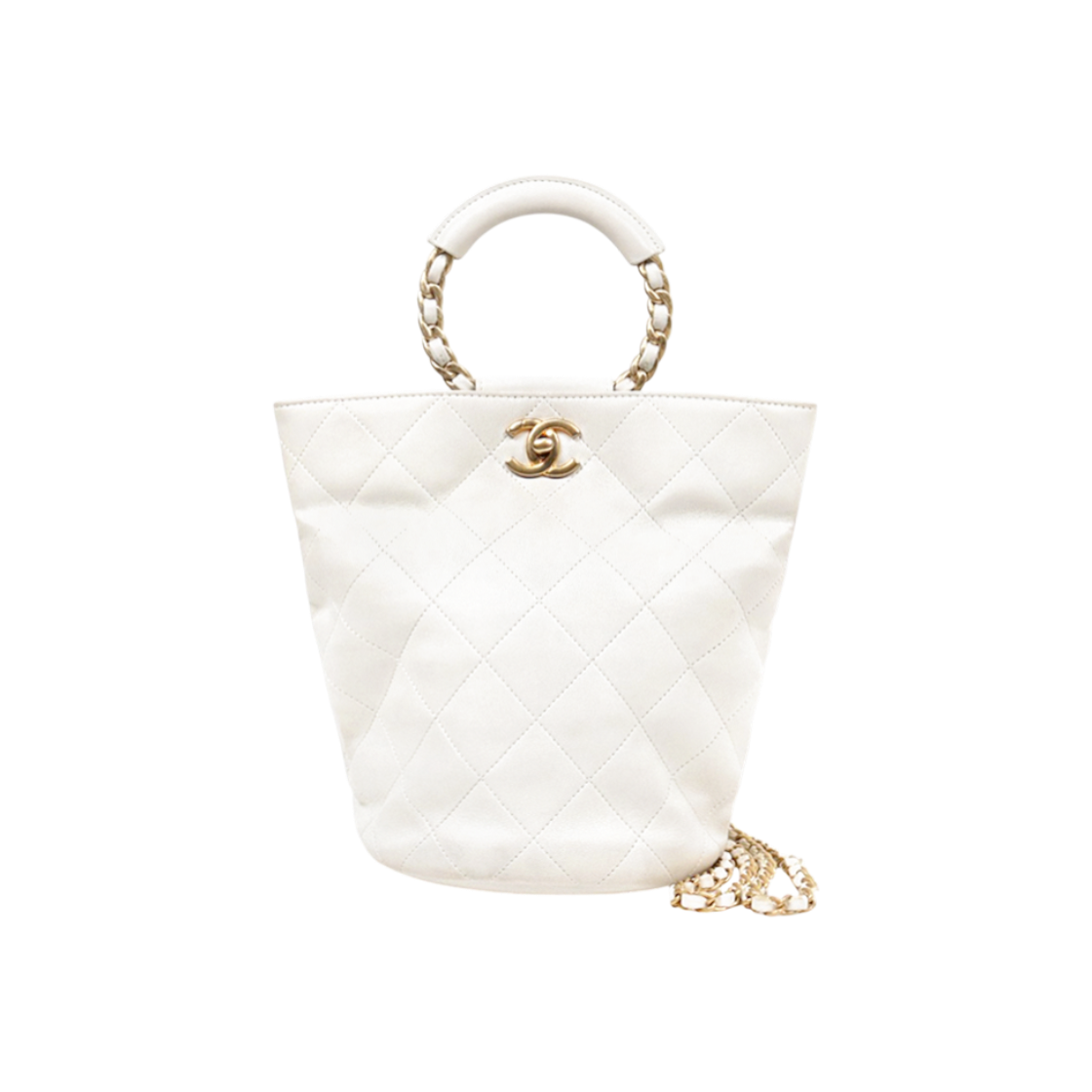 ITWHSPS4BKN2 Chanel White Top Handle Bucket Backpack
