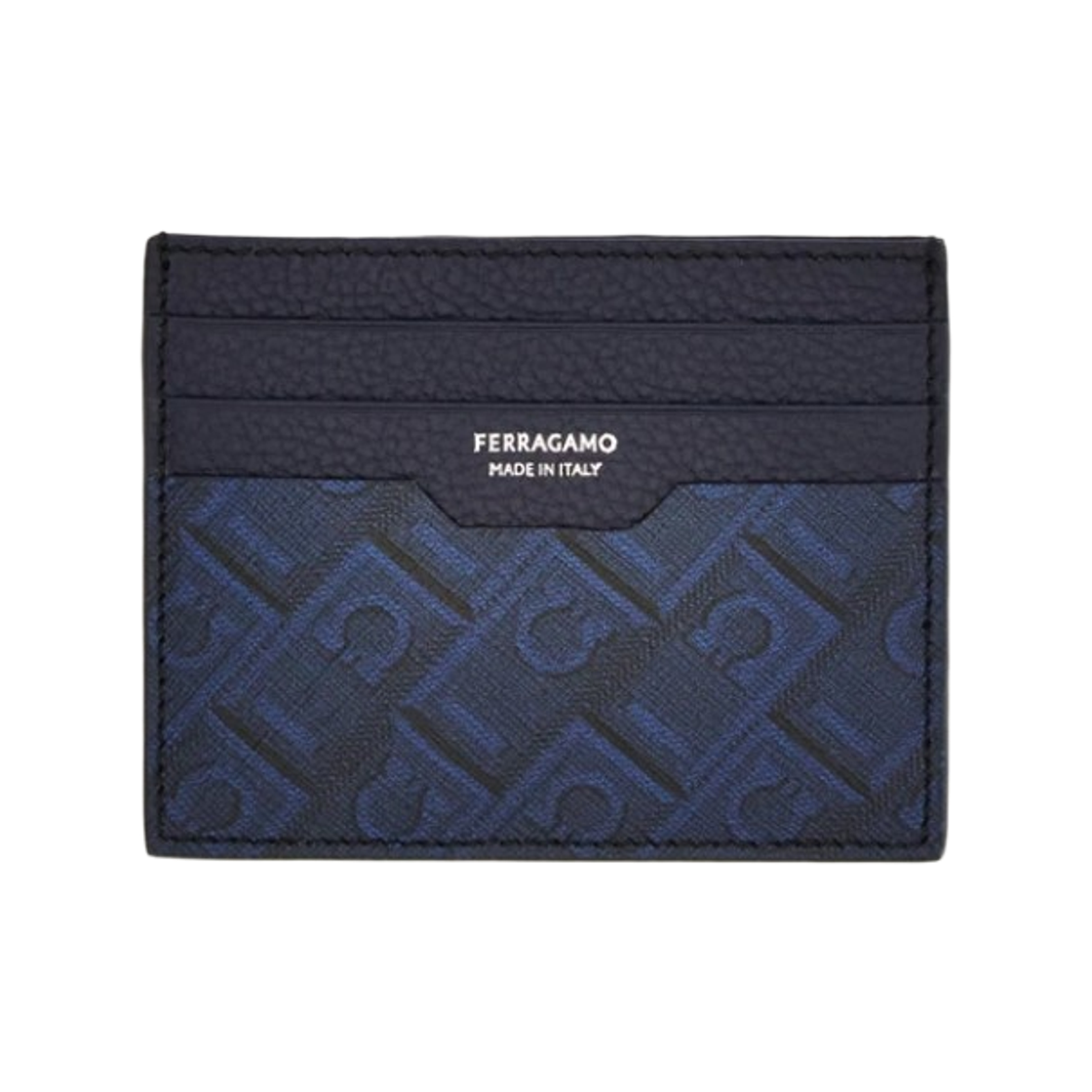 661583-791193 Ferragamo Monogram Credit Card Holder Dark Blue Navy Black