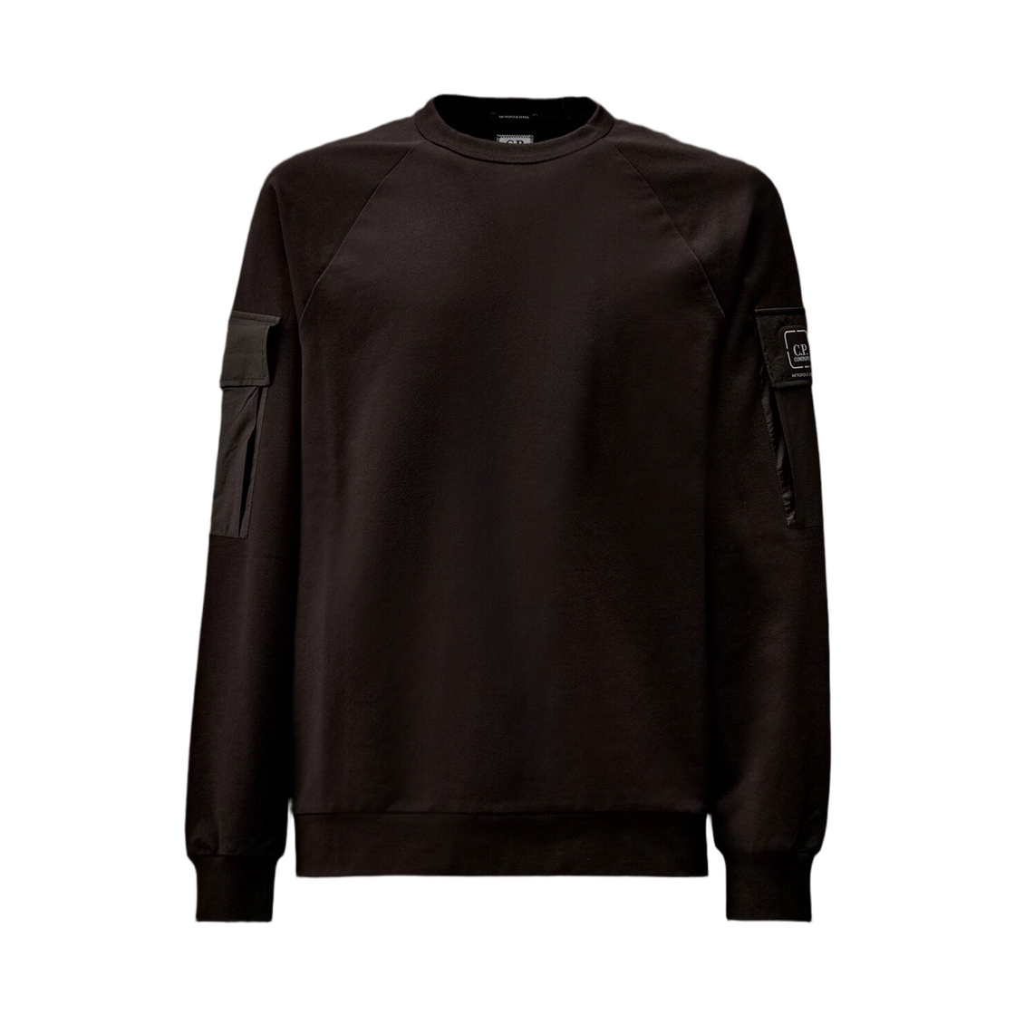 20CLSS013A006452M999 C.P. Company Metropolis Series Stretch Fleece Mixed Crewneck Sweatshirt Black - 26SS