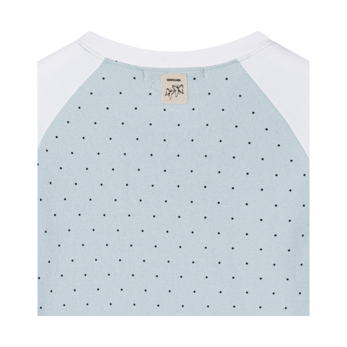 구월십일 도트 라그랑 하트 티셔츠 화이트 블루(Guwolsibil Dot Raglan Heart Top White Blue) - 4