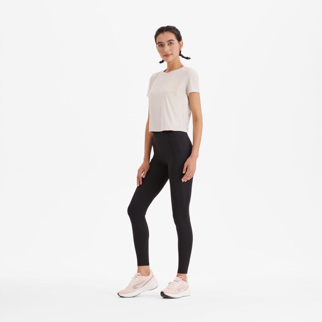데카트론 여성 러닝 크롭 반팔 티 런 드라이 500 린넨 베이지(DECATHLON Women's Running Crop Short-Sleeved T-Shirt Run Dry 500 Linen Beige) - 7