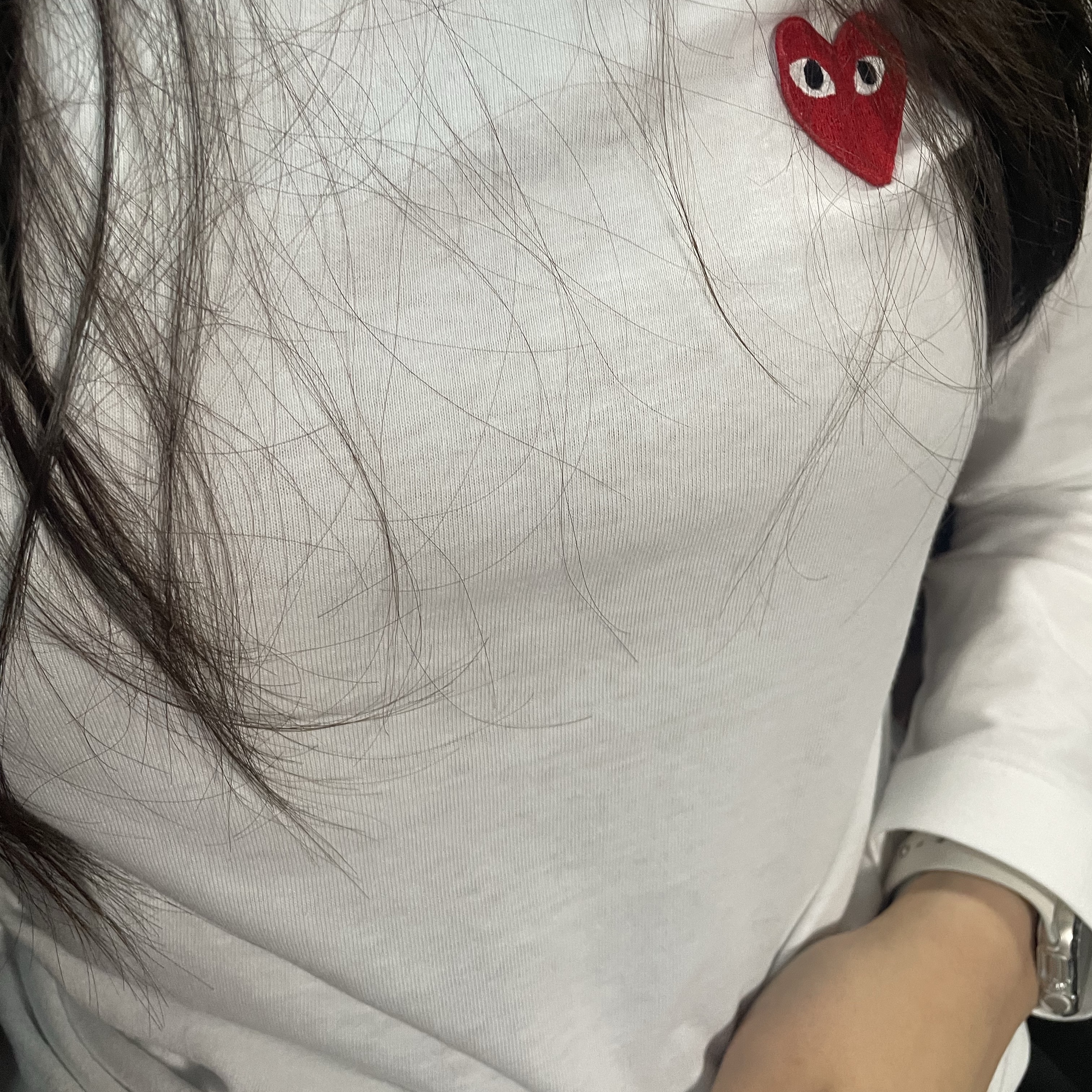 (W) Play Comme des Garcons LS T-Shirt White 착용 스타일