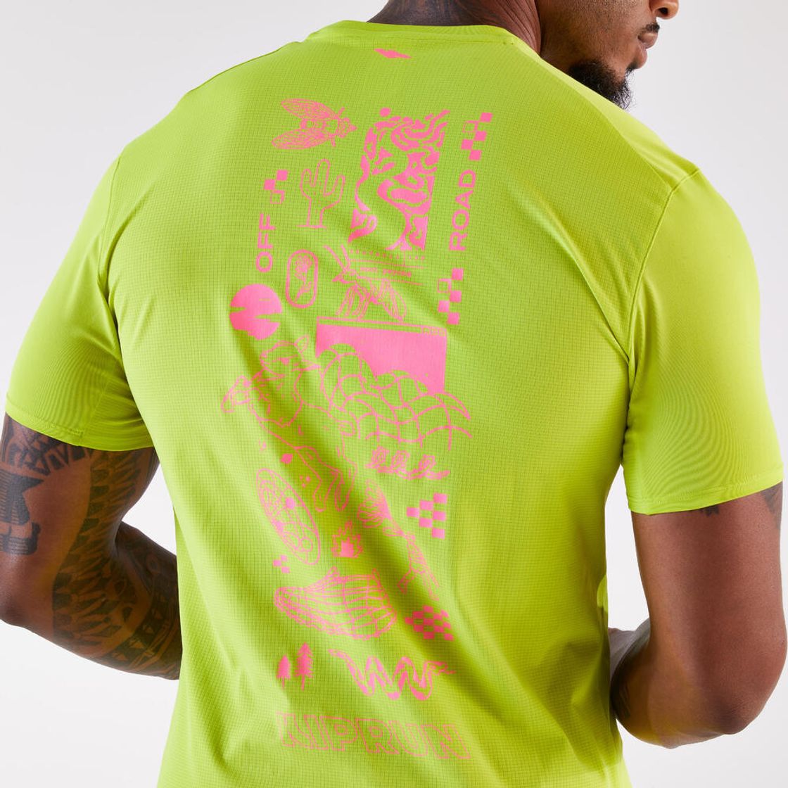 데카트론 남성 트레일러닝 경량 반팔 티 런 울트라 그래프 900 아니스 그린(DECATHLON Men's Trail Running Lightweight Short-Sleeved T-Shirt Run Ultra Graph 900 Anise Green) - 4