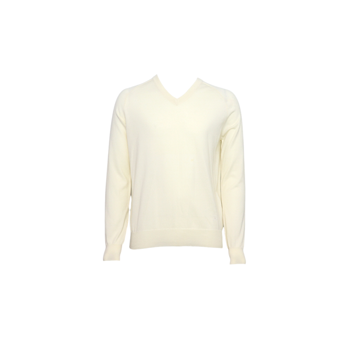 루이비통 아이보리 코튼 혼방 LV 자수 로고 브이넥 니트 티셔츠aa61869(Louis Vuitton Ivory Cotton Blend V Neck Knit T Shirt Embroidered LV Logo)
