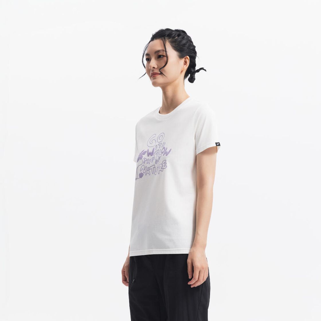 데카트론 여성 하이킹 반팔 티 NH500 코튼 화이트(DECATHLON Women's Hiking Short-Sleeved T-Shirt NH500 Cotton White) - 2