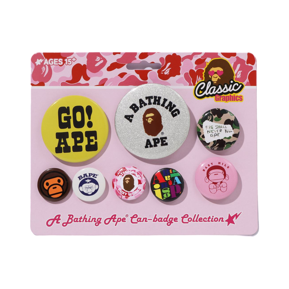 베이프 멀티 로고 뱃지 세트 핑크(BAPE Multi Logo Badge Set Pink) - 2