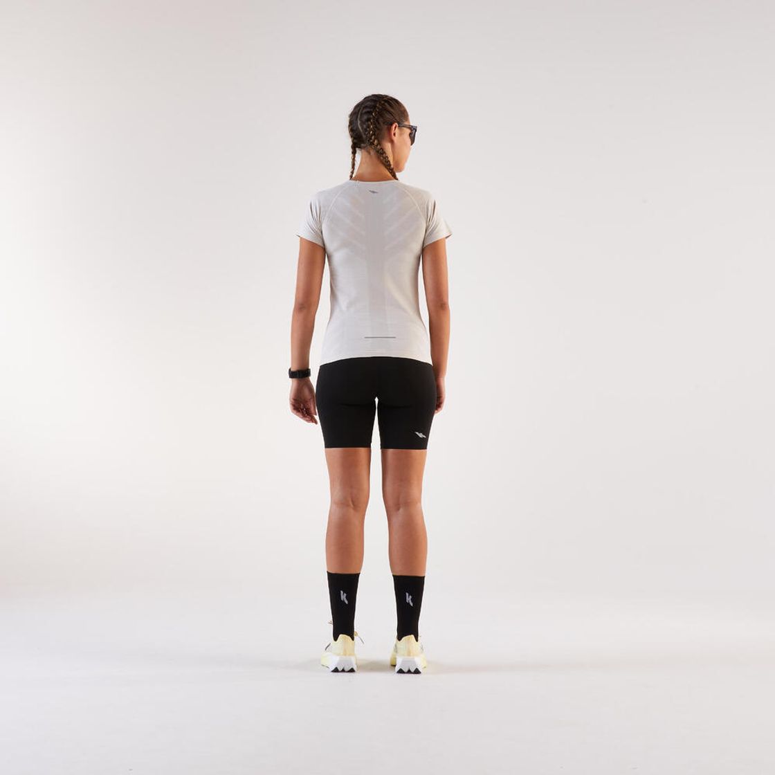 데카트론 여성 러닝 심리스 슬림핏 반팔 티 런 컴포트 500 코튼 화이트(DECATHLON Women's Running Seamless Slim Fit Short-Sleeved T-Shirt Run Comfort 500 Cotton White) - 7