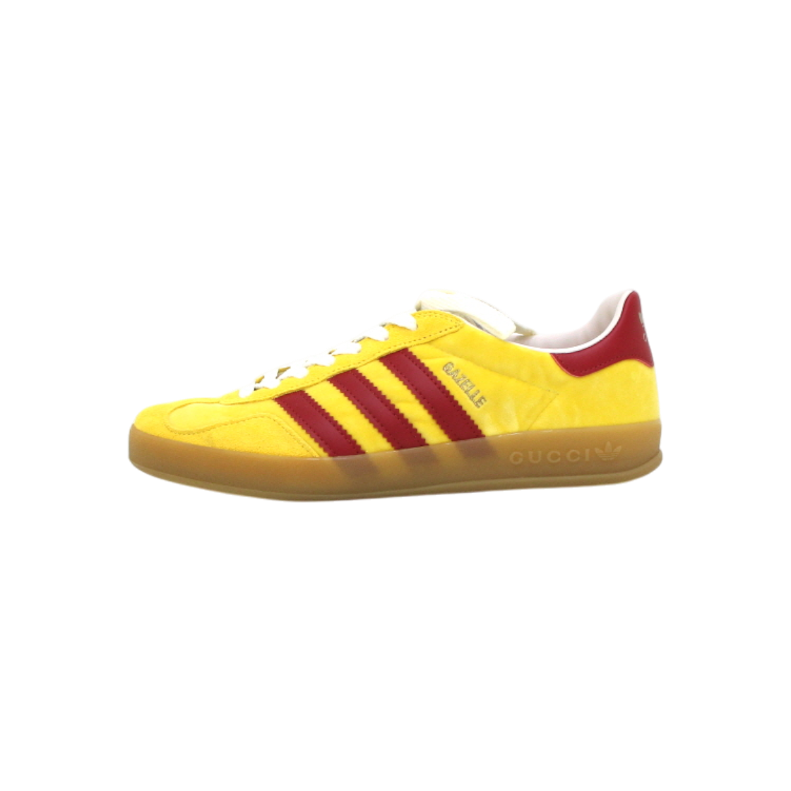 ITTCRF9Q6VM2 Gucci x Adidas Yellow Velvet Gazelle Sneakers