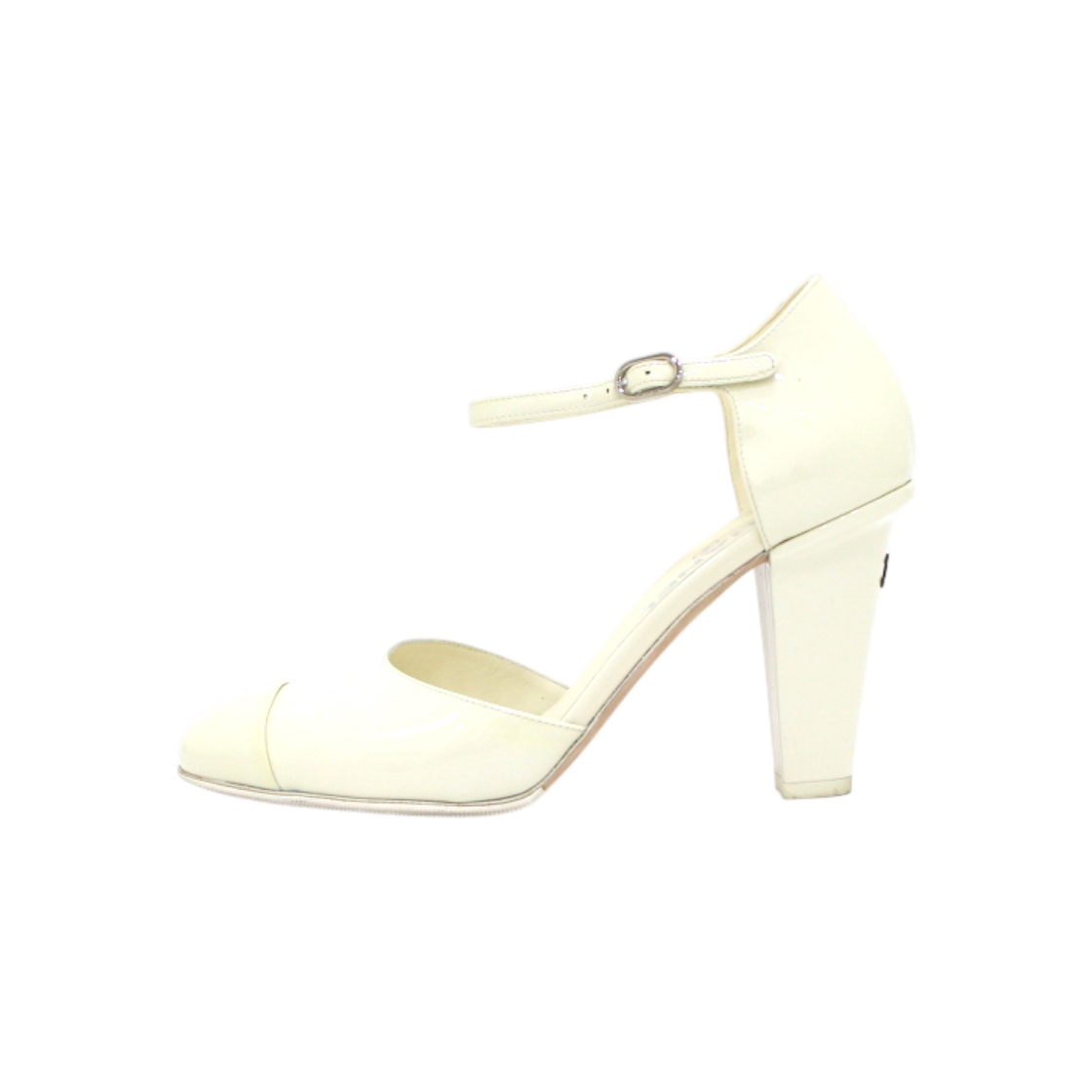 ITBGVMIQ285E Chanel Ivory Patent Strap Heels
