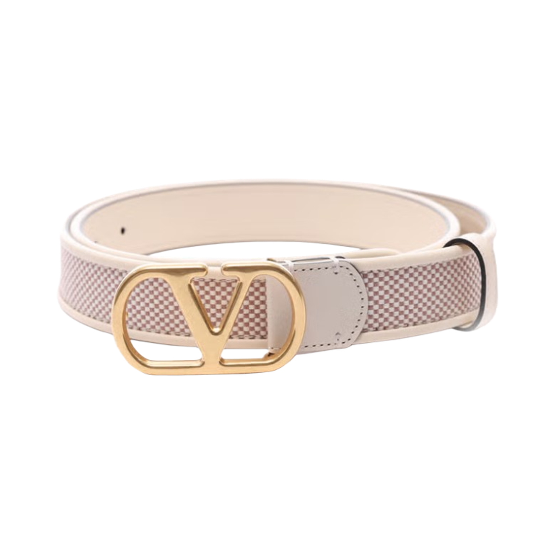 (W) 발렌티노 브이로고 시그니쳐 벨트 아이보리 브라운((W) Valentino Vlogo Signature Belt Ivory Brown) - 1
